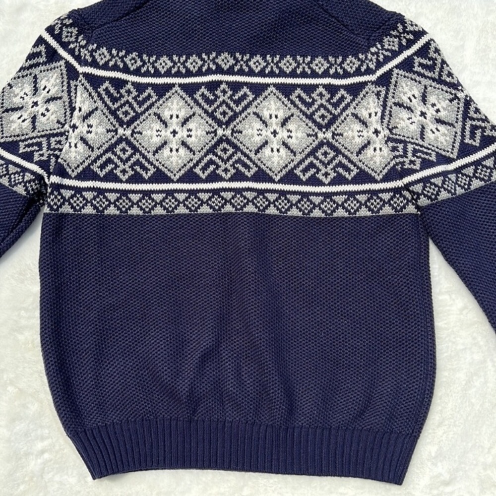 NWT IZOD Peacoat Blue Long Sleeve Fair Isle Quarter-Zip Sweater M - Picture 2 of 9